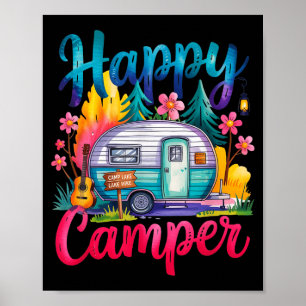 Poster Vêtements de camping drôle de campeur heureux remo