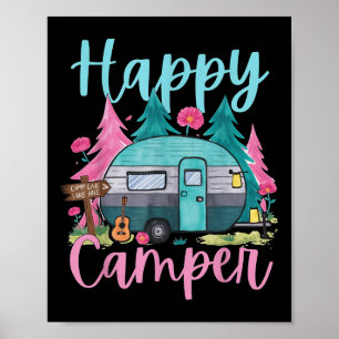 Poster Vêtements de camping drôles et heureux pour enfant