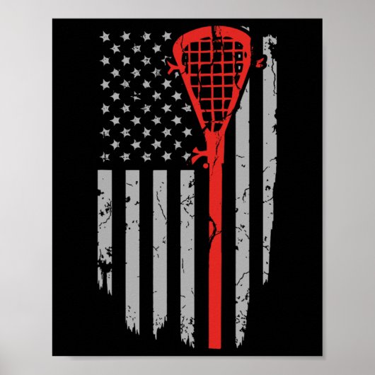 Poster Vêtements de jeunesse de lacrosse de drapeau améri (Devant)
