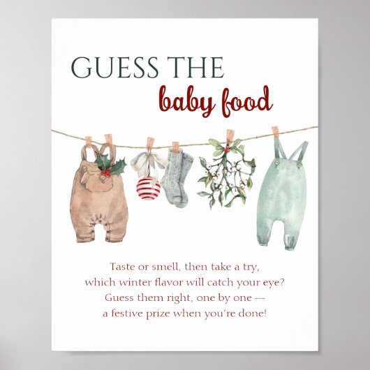 Poster Vêtements de Noël Devinez la nourriture pour bébé (Devant)