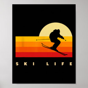 Poster Vêtements de ski - Skieur Skiant Ski