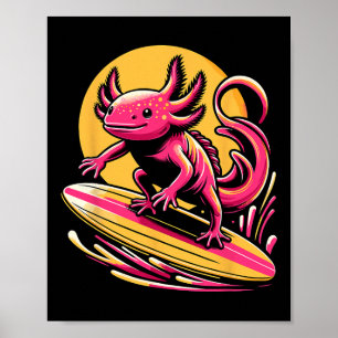 Poster Vêtements de surf Axolotl Planche de surf Surfeur
