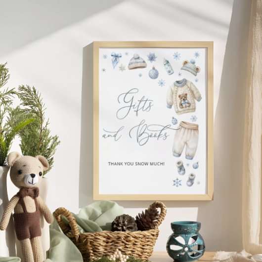 Poster Vêtements d'hiver Baby shower livre cadeau