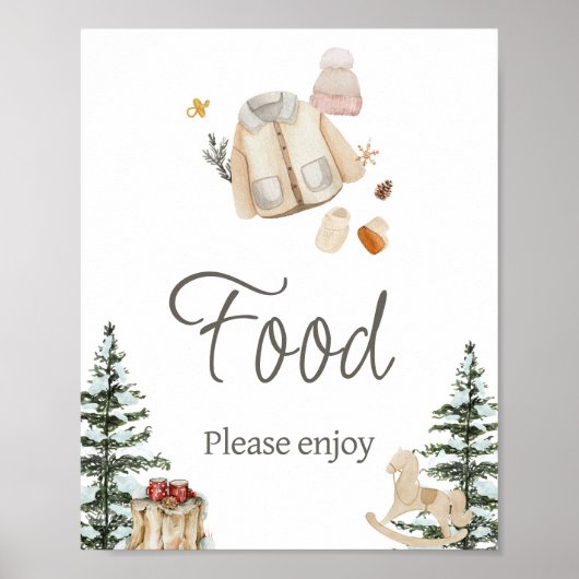 Poster Vêtements d'hiver Il fait froid dehors Baby shower (Devant)