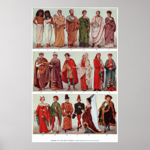 Poster Vêtements, égyptiens, grecs, romains, byzantins...