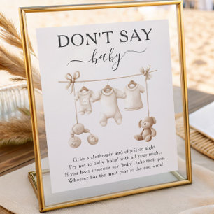 Poster Vêtements et Jouets Bébé Beige Ne Disent Pas Panne