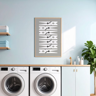 Poster Vêtements Pins noir blanc et gris Lave-linge Art