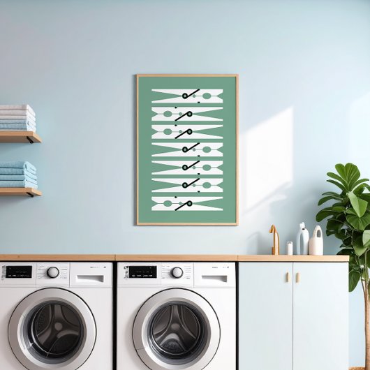Poster Vêtements Pins Noir Blanc Vert Lave-linge Art