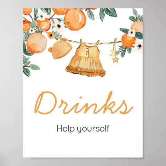 Poster Vêtements pour bébés Baby shower à fruits orange B (Devant)