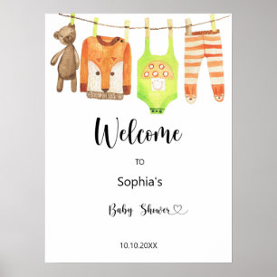 Poster Vêtements pour bébés - baby shower de bienvenue