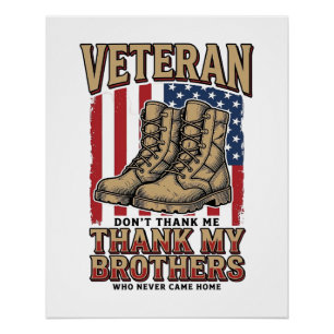 Poster Vétéran Merci à Mes Frères Chemise Militaire Vinta