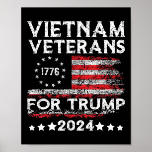 Poster Vétérans du Vietnam pour Trump 2025 Drapeau Améric