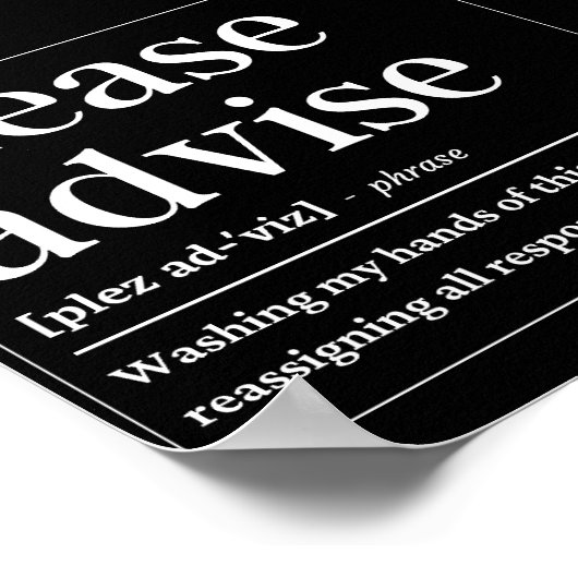 Poster Veuillez Aviser La Définition Drôle (Coin)