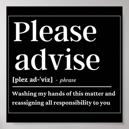 Poster Veuillez Aviser La Définition Drôle (Devant)