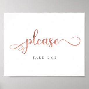 Poster Veuillez en prendre une   Rose or Faveurs Mariage 