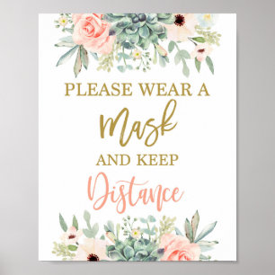 Poster Veuillez porter un masque succulent signe
