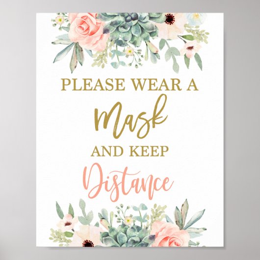 Poster Veuillez porter un masque succulent signe (Devant)