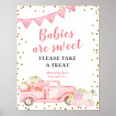 Poster Veuillez prendre un gâteau citrouille camion rose  (Devant)