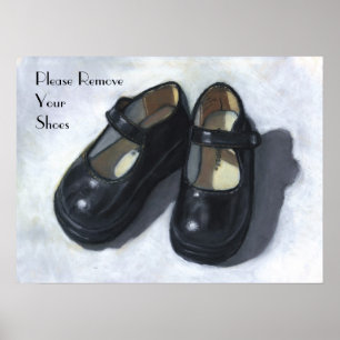 Poster Veuillez Retirer Vos Chaussures : Huile Pastel Art