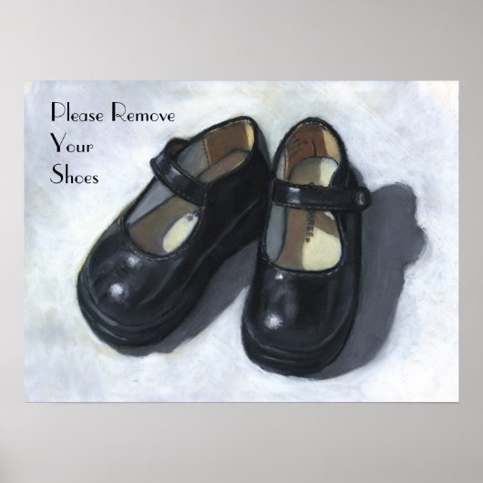 Poster Veuillez Retirer Vos Chaussures : Huile Pastel Art (Devant)
