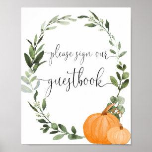 Poster Veuillez signer notre baby shower d'automne du liv
