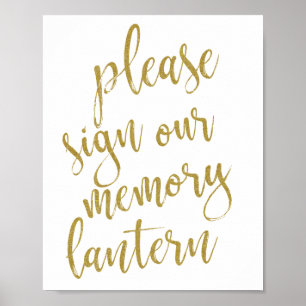 Poster Veuillez signer notre lanterne de mémoire Panneau