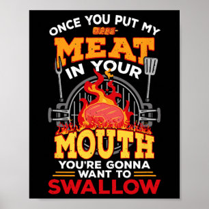 Poster Viande Dans Votre Bouche Fumoir À Viande Grill Fun