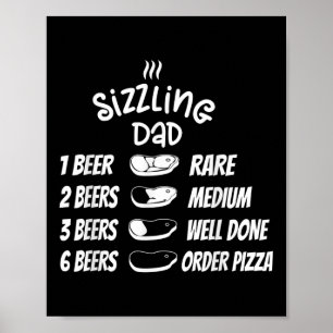Poster Viande de Papa Sizzling Bière Pizza Drôle Bbq