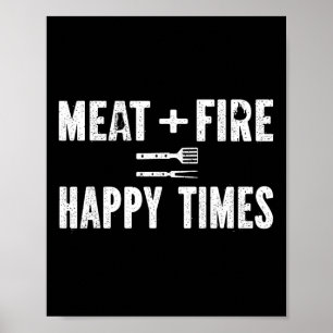 Poster Viande Feu Moments Heureux Drôle Bbq Gril Fumoir B