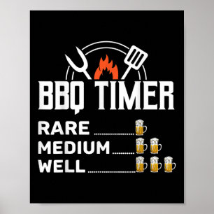 Poster Viande Fumée Lover Bbq Timer Drôle Bière Boire Ba