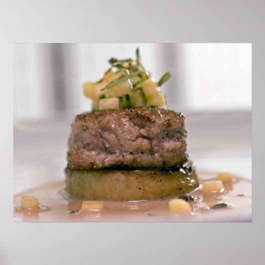 Poster Viande présentée avec oignon (Devant)