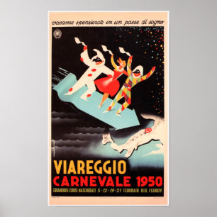 Poster Viareggio Carnevale - Publicité italienne Vintage