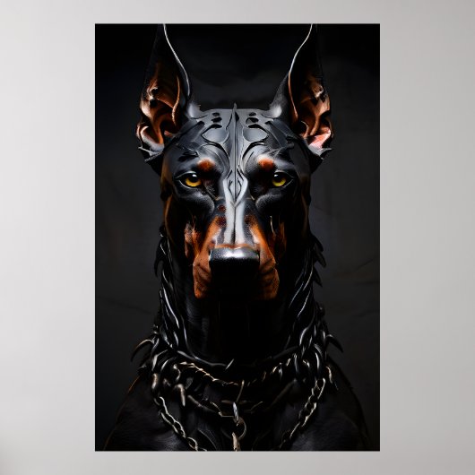 Poster Vibe en acier Doberman Silhouette verticale (Devant)