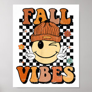 Poster Vibes Automne Rétro Sourire Visage Automne Vibe