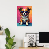 Poster Vibes cool - Chien dans Aviator Lunettes de soleil (Bureau à domicile)