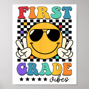 Poster Vibes de 1re année visage souriant retour à l'écol