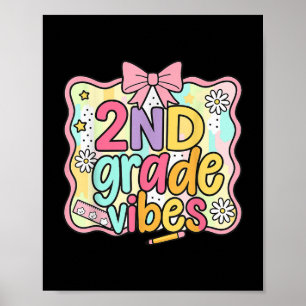 Poster Vibes de 2e année Coquette Preppy Retour à Scho
