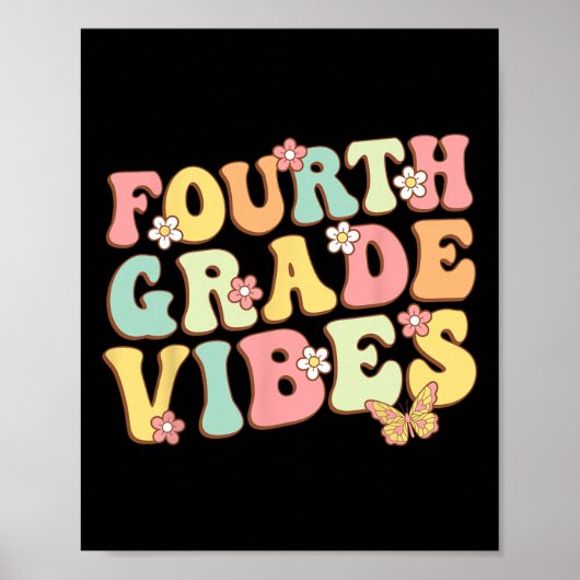 Poster Vibes de 4e année Bonjour Équipe 4e année Enseigna (Devant)