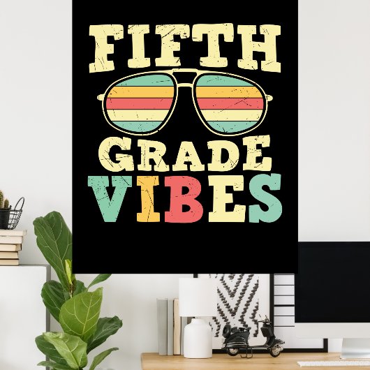 Poster Vibes de 5e année pour enseignant (Bureau à domicile)
