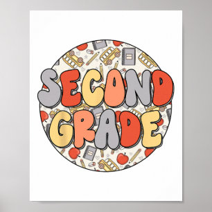 Poster Vibes de deuxième année super Enseignants rétro En