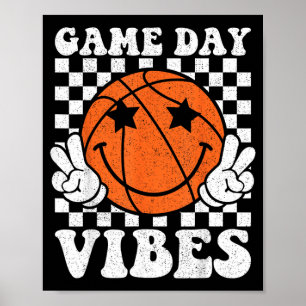 Poster Vibes de jour de match Amoureux de baseball rétro