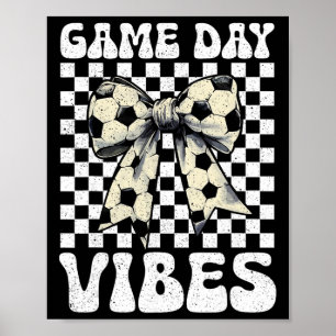 Poster Vibes de jour de match Groovy Coquette Bow Footbal