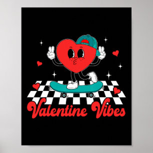 Poster Vibes de la Saint-Valentin Groovy Cœur Mignon Pour