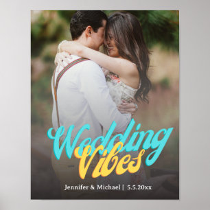 Poster vibes de mariage rétro calligraphie photo de coupl