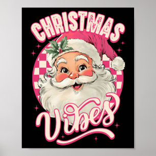 Poster Vibes de Noël rose vintage Paja