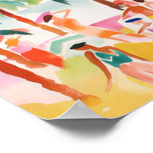 Poster Vibes de plage d'été super en aquarelle (Coin)