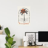 Poster Vibes de plage Tropical Palm Tree Summer Sun Retro (Bureau à domicile)