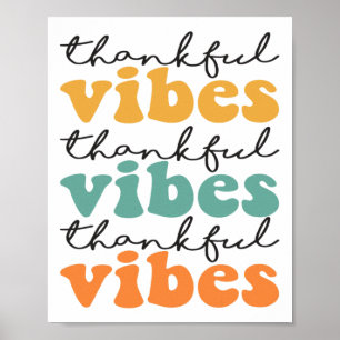 Poster Vibes de remerciement Professeur de Thanksgiving R