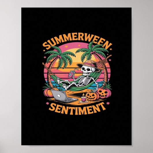 Poster Vibes de Summerween, Vacances d'été squelettiques, (Devant)
