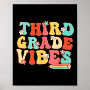 Poster Vibes de troisième année Rétro Groovy - Retour à l